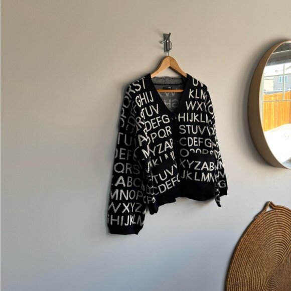 Fashion nova medium Trendy Black and White Lettered Cardigan - Picture 6 of 13